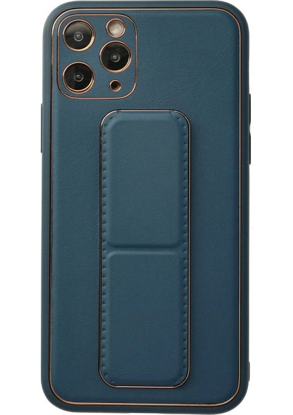 iPhone 11 Pro Kılıf Coco Deri Standlı Kapak - Mavi