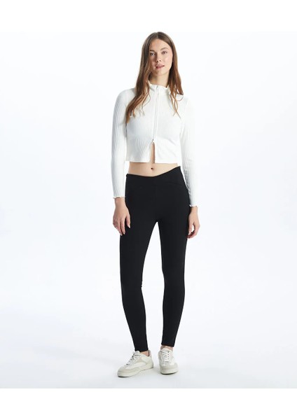Xsıde Siyah Beli Lastikli Kadın Tayt