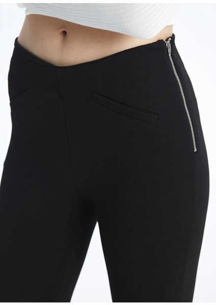 Xsıde Siyah Beli Lastikli Kadın Tayt modelleri