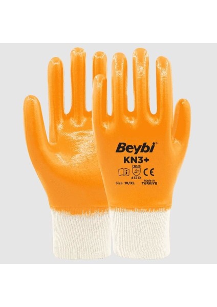 Beybi Kn3+ No:9 Sarı Tam Nitril Pamuk Eldiven 1 Adet