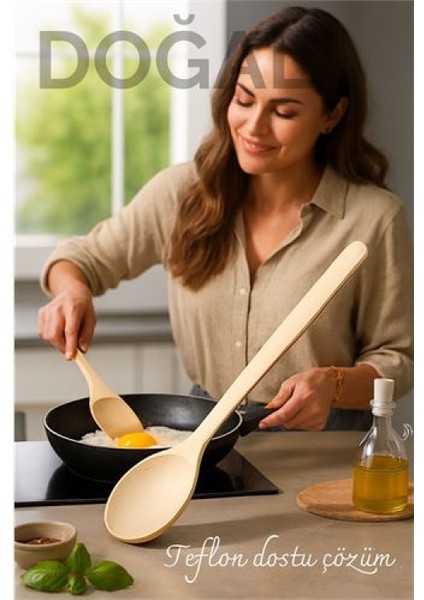 Doğal Gürgen Ahşap Servis Kaşığı – 20 cm, Ergonomik ve Dayanıklı Mutfak Yardımcısı