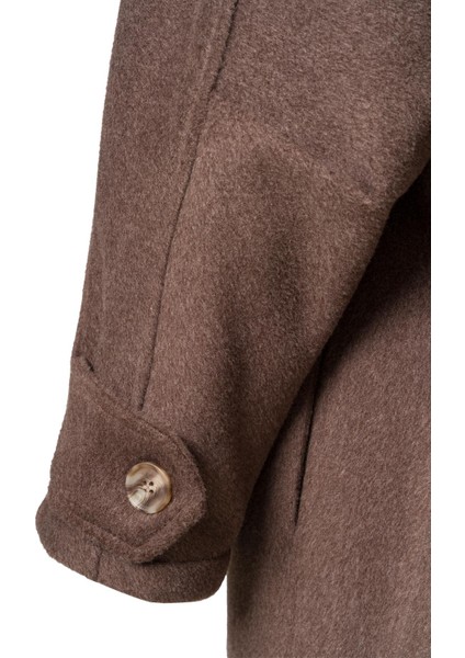 Mirelle Dik Yaka Kaşe Kaban Acı Kahve modelleri