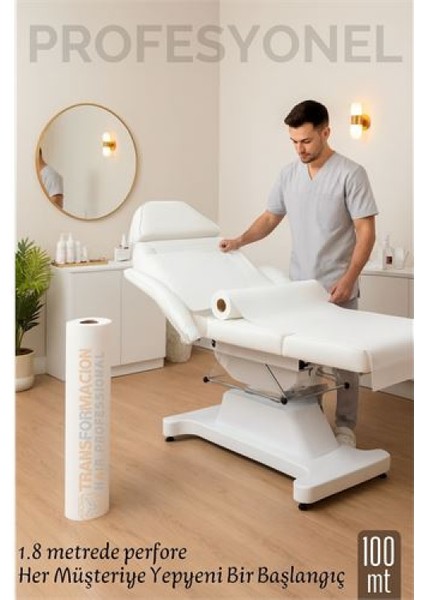 Tek Kullanımlık 60 cm x 100 m 1.80 mt Perforeli Sedye Örtüsü – Muayene ve Güzellik Salonları İçin