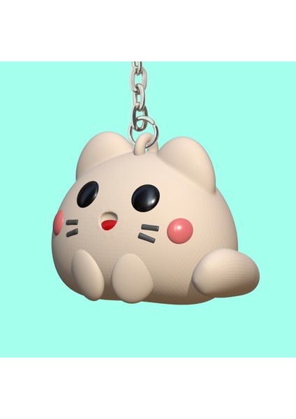 Sevimli Beyaz Kedi Anahtarlık