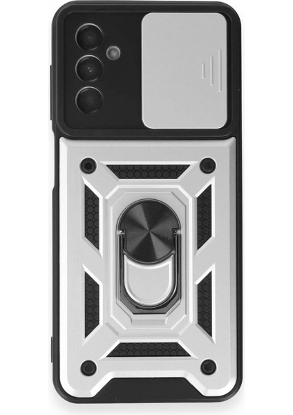 Samsung Galaxy M14 5g Kılıf Pars Lens Yüzüklü Silikon - Gümüş