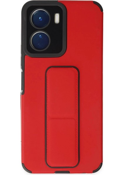 Vivo Y16 Kılıf Mega Standlı Silikon - Kırmızı