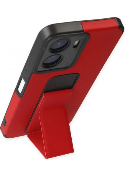 Vivo Y16 Kılıf Mega Standlı Silikon - Kırmızı fırsatları