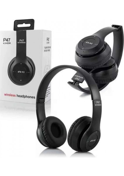 Bluetooth Kablosuz Kulaklık Siyah Wireless 5.0 Kulak Üstü Uzun Pil Ömrü modelleri