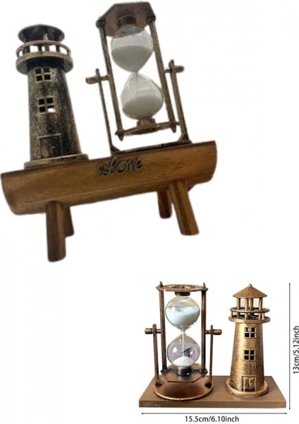 Hediyelik Eşya Retro Deniz Fenerli Kum Saati Ahşap Görünümlü Dekoratif Eşya indirimleri