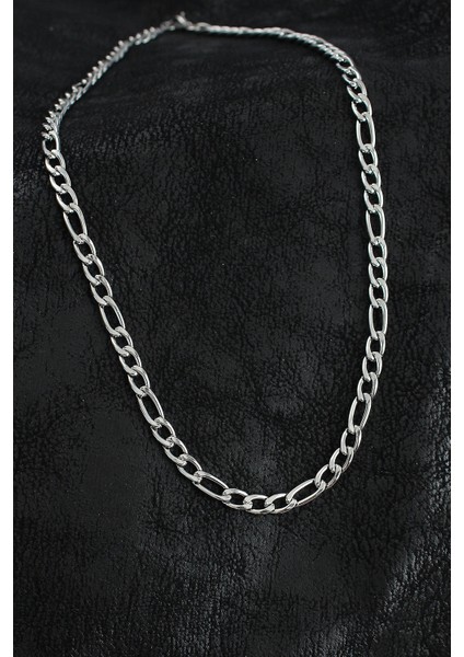 316L Çelik Kalın Figaro Zincir Model Gümüş Renk Erkek Kolye