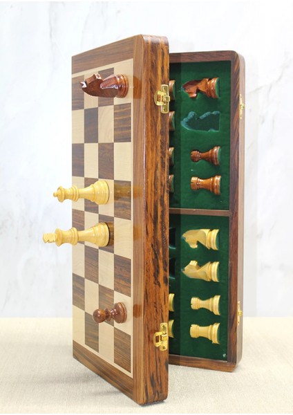 Mıknatıs Taşlı Ahşap Katlanabilir Kutulu Satranç Oyunu 40 cm modelleri