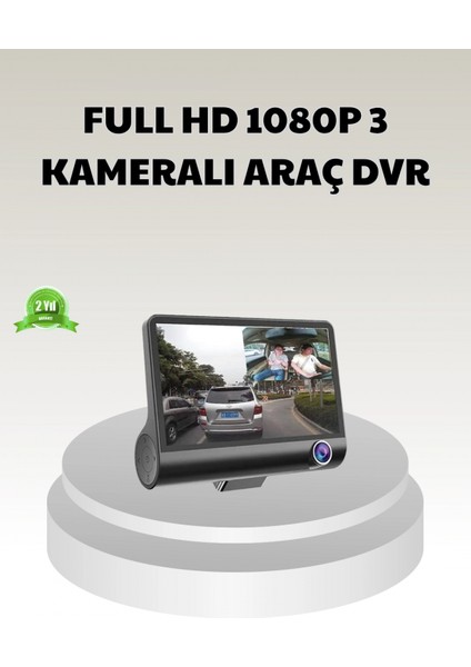 Araç Dvr Kamerası 3’lü 170° Geniş Açılı Full Hd ve Park Destekli