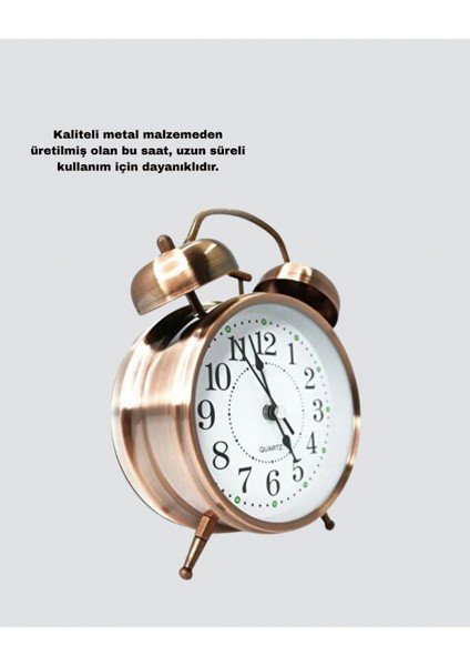 Nostaljik Bronz Metal Alarmlı Masa Saati Büyük Boy Dekoratif ve Şık Tasarım modelleri