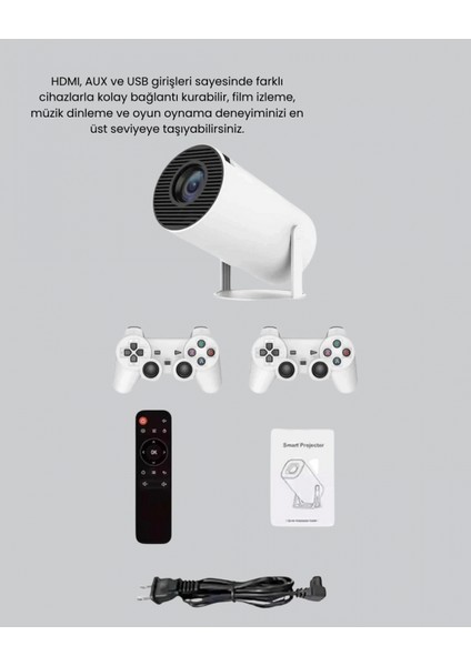 Kablosuz Projeksiyon Cihazı 4K Destekli HDMI USB Oyun Uyumlu modelleri