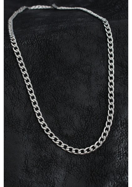 316L Çelik Kalın Klasik Zincir Model Gümüş Renk Erkek Kolye