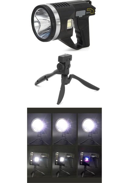 Şarjlı Dev Boy El Feneri Tripod Ayaklı Parlak LED El Lambası Kamp, Av ve Güvenlik İçin İdeal