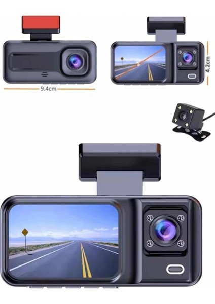 Ekranlı Sürüş Kaydedici Dvr Ön ve Arka Kameralı Full Hd Çözünürlüklü indirimleri