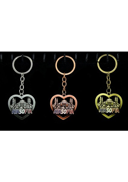 Metal Ayasofya Anahtarlık Kalp Tasarımlı
