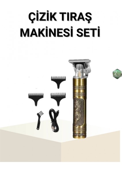 T Bıçaklı Profesyonel Çizik Tıraş Makinesi Seti – 120 Dakika Kullanım, Şarjlı & Kablolu