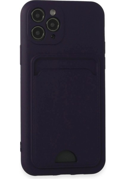 iPhone 11 Pro Kılıf Kelvin Kartvizitli Silikon - Derin Mor