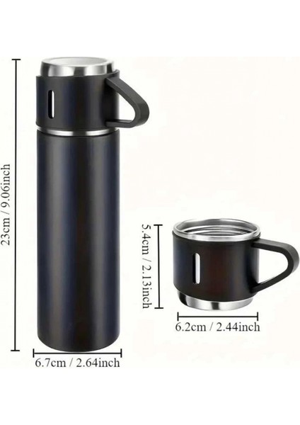 Termos Seti 3'lü Bardak Seti Isı Dayanıklı Siyah Paslanmaz Çelik Vakumlu fırsatları