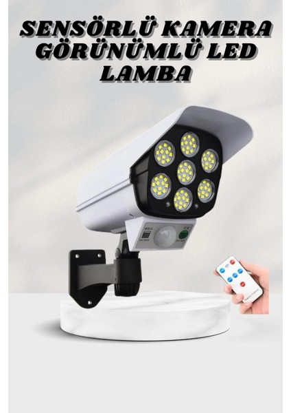 Solar Lamba Kamera Görünümlü Duvar Lambası Dönebilen Bahçe Aydınlatması