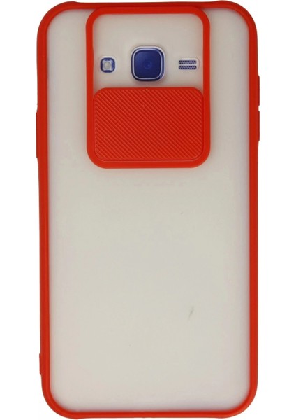 Samsung Galaxy J7 Kılıf Palm Buzlu Kamera Sürgülü Silikon - Kırmızı
