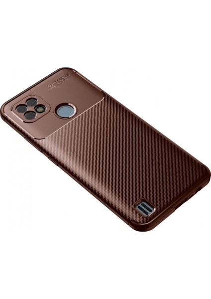 Realme C21 Kılıf Auto Focus Karbon Kapak - Kahverengi fiyatları