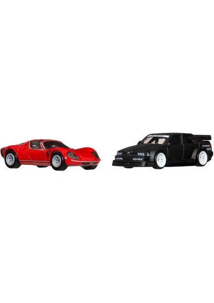 1:64 Hot Wheels Premium Car Culture 2'li Paket Alfa Romeo 155 V6 Ti ve 69 Alfa Romeo 33 Stradale modelleri