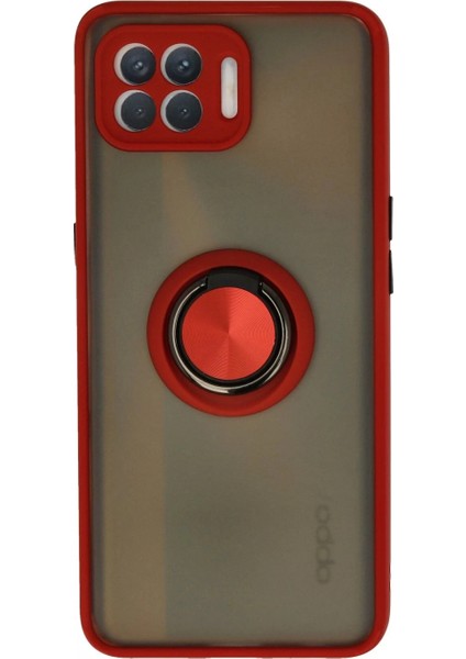 Oppo Reno 4 Lite Kılıf Montreal Yüzüklü Silikon Kapak - Kırmızı