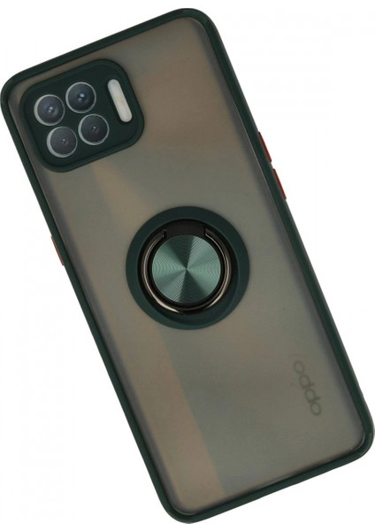 Oppo Reno 4 Lite Kılıf Montreal Yüzüklü Silikon Kapak - Yeşil fiyatları