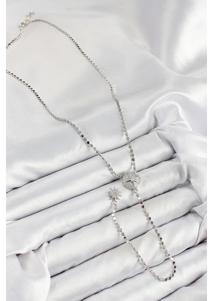 Pirinç Zirkon Taşlı Ezme Zincirli Madalyon Model Gümüş Renk Y Kolye fiyatları