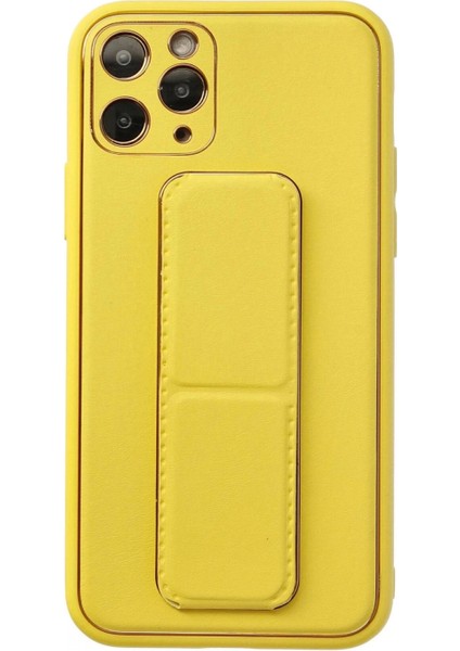 iPhone 11 Pro Kılıf Coco Deri Standlı Kapak - Sarı