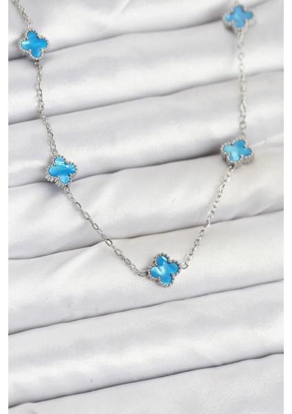 316L Çelik Zincir Gümüş Renk Buz Misi Baby Boy Yonca Kadın Kolye