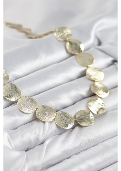 Pirinç Sıralı Para Model Gold Renk Kadın Kolye