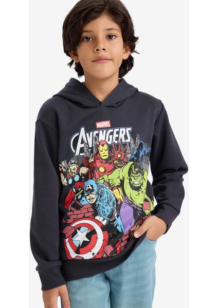 Erkek Çocuk Marvel Avengers Kapüşonlu İçi Yumuşak Tüylü Sweatshirt G5116A825WN