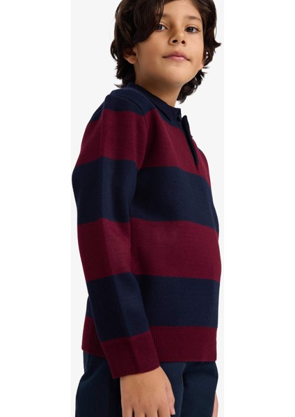 Erkek Çocuk Polo Yaka Renk Bloklu Triko Kazak G5339A825WN modelleri