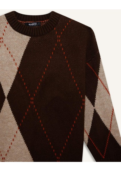 Regular Fit Bisiklet Yaka Baklava Desenli Triko Kazak Tunik fiyatları