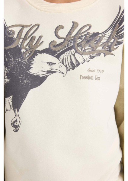 Erkek Çocuk Bisiklet Yaka Baskılı İçi Yumuşak Tüylü Sweatshirt G5554A825CW fırsatları