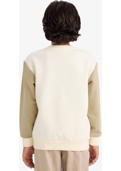 Erkek Çocuk Bisiklet Yaka Baskılı İçi Yumuşak Tüylü Sweatshirt G5554A825CW indirimleri