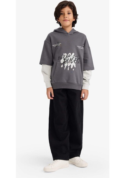 Erkek Çocuk Kapüşonlu Baskılı İçi Yumuşak Tüylü Sweatshirt G5558A825CW fiyatları