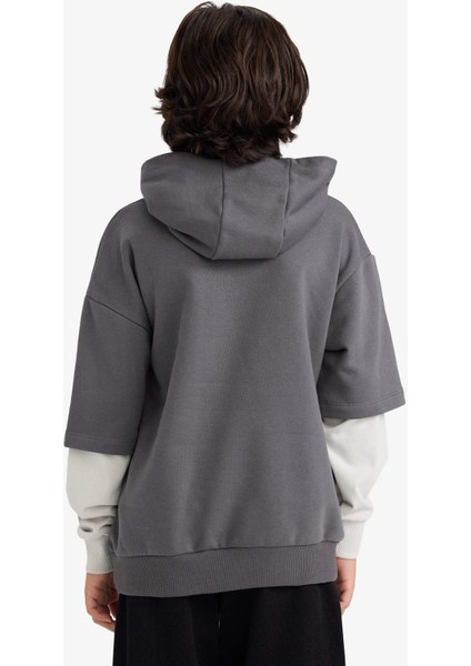 Erkek Çocuk Kapüşonlu Baskılı İçi Yumuşak Tüylü Sweatshirt G5558A825CW indirimleri