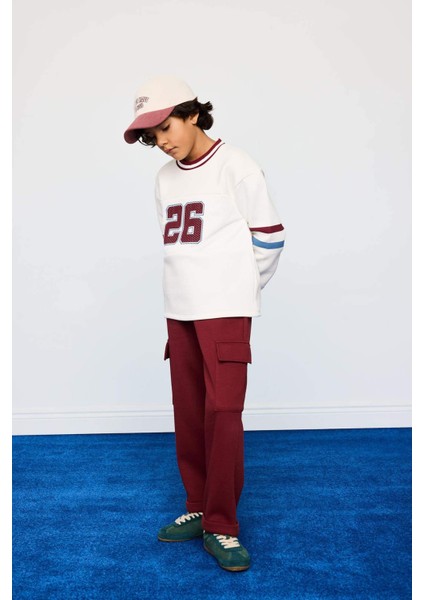 Erkek Çocuk Bisiklet Yaka Baskılı İçi Yumuşak Tüylü Sweatshirt G4379A825WN fiyatları