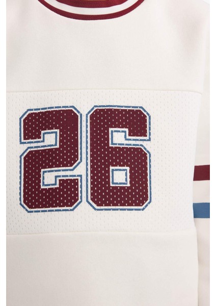 Erkek Çocuk Bisiklet Yaka Baskılı İçi Yumuşak Tüylü Sweatshirt G4379A825WN fırsatları