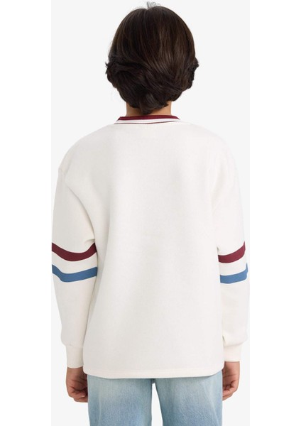 Erkek Çocuk Bisiklet Yaka Baskılı İçi Yumuşak Tüylü Sweatshirt G4379A825WN indirimleri