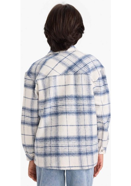 Erkek Çocuk Oversize Geniş Kalıp Polo Yaka Ekose Desenli Flanel Uzun Kollu Gömlek G4917A825CW indirimleri