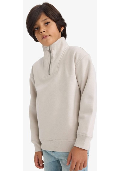 Erkek Çocuk Yarım Fermuarlı İçi Yumuşak Tüylü Sweatshirt G5547A825CW modelleri