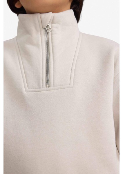 Erkek Çocuk Yarım Fermuarlı İçi Yumuşak Tüylü Sweatshirt G5547A825CW fırsatları