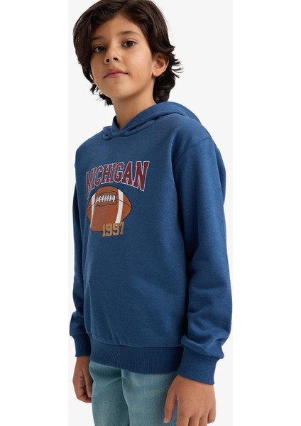 Erkek Çocuk Kapüşonlu Baskılı İçi Yumuşak Tüylü Sweatshirt G5564A825CW modelleri