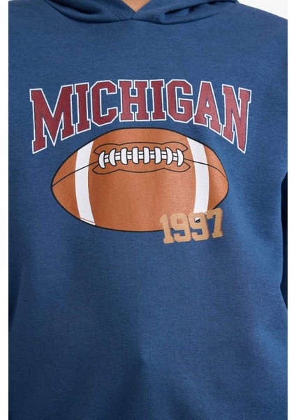 Erkek Çocuk Kapüşonlu Baskılı İçi Yumuşak Tüylü Sweatshirt G5564A825CW fırsatları